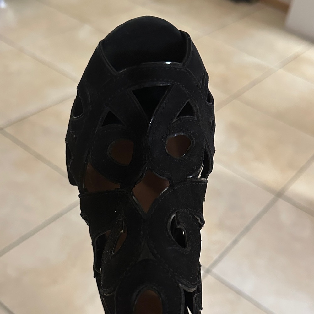 SCHUTZ Black Cutout Knee-High Heels - Picture 4 of 6